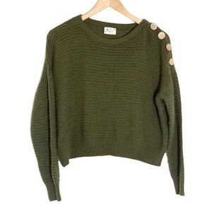 Green Sweater With Shoulder Button Detail Size L